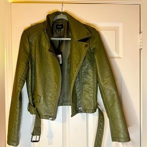Joe's Jean Collection Olive Vegan Moto Jacket SZ Medium NWT
